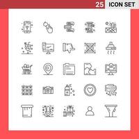 Universal Icon Symbols Group of 25 Modern Lines of cactus loading chat hour talks Editable Vector Design Elements