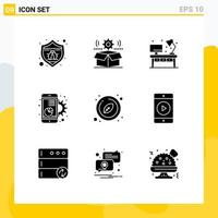 9 Creative Icons Modern Signs and Symbols of mobile graph setting digital desk Editable Vector Design Elements