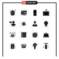 16 iconos creativos signos y símbolos modernos de faq tv pronóstico montaje energía elementos de diseño vectorial editables vector
