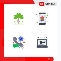 Editable Vector Line Pack of 4 Simple Flat Icons of clover smart house irish home automation gear Editable Vector Design Elements