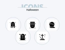 Halloween Glyph Icon Pack 5 Icon Design. face. cartoon. grave. halloween. festival vector