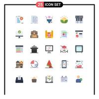 Mobile Interface Flat Color Set of 25 Pictograms of farming crops script agriculture roses Editable Vector Design Elements