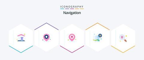 Navigation 25 Flat icon pack including point. pin. location. map. cross vector
