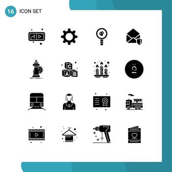 Group of 16 Solid Glyphs Signs and Symbols for knight chess lab report strategy open Editable Vector Design Elements