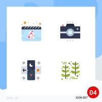 paquete de 4 iconos planos creativos de calendario astrología huevo fotografía tarot elementos de diseño vectorial editables vector