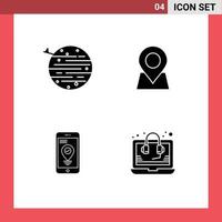 Stock Vector Icon Pack of 4 Line Signs and Symbols for moon navigation squarico map pointer Editable Vector Design Elements