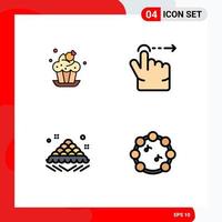 4 iconos creativos signos y símbolos modernos de panadería postre rápido deslizar deliciosos elementos de diseño vectorial editables vector