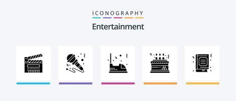 Entertainment Glyph 5 Icon Pack Including celebration. birthday. music. entertainment. travel. Creative Icons Design vector