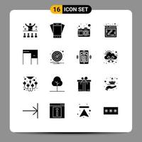 Set of 16 Modern UI Icons Symbols Signs for desk feedback smartphone comment picture Editable Vector Design Elements