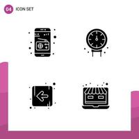 User Interface Pack of 4 Basic Solid Glyphs of communication left gauge plumbing shop Editable Vector Design Elements