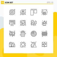 Set of 16 Modern UI Icons Symbols Signs for live streaming live align marketing finance Editable Vector Design Elements