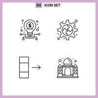 4 Universal Line Signs Symbols of business export stock gear mahal Editable Vector Design Elements