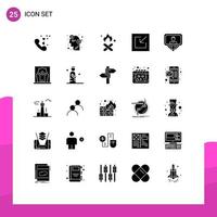 Editable Vector Line Pack of 25 Simple Solid Glyphs of user import seo download pollution Editable Vector Design Elements