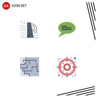 Group of 4 Modern Flat Icons Set for building maze industry messages strategy Editable Vector Design Elements