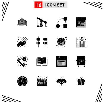 Pictogram Set of 16 Simple Solid Glyphs of code web gass browser strategy Editable Vector Design Elements