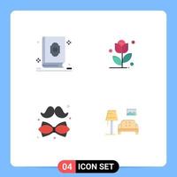 Pictogram Set of 4 Simple Flat Icons of quran dress muslim rose father Editable Vector Design Elements