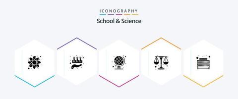School And Science 25 Glyph icon pack including knowledge. education. study. physic vector