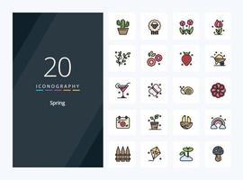 20 Spring line Filled icon for presentation vector