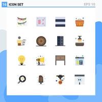 Pictogram Set of 16 Simple Flat Colors of cake leadership wireframe business bag Editable Pack of Creative Vector Design Elements