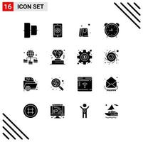 Modern Set of 16 Solid Glyphs and symbols such as connection watch bag timer stopwatch Editable Vector Design Elements