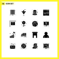 Pictogram Set of 16 Simple Solid Glyphs of internet page carnival optimization keywords Editable Vector Design Elements