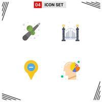 Pictogram Set of 4 Simple Flat Icons of billiard navigation play bridge minus Editable Vector Design Elements