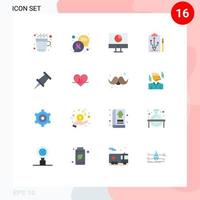 Set of 16 Modern UI Icons Symbols Signs for think strategy computer plan payments Editable Pack of Creative Vector Design Elements