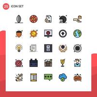 25 iconos creativos, signos y símbolos modernos de documentos de carpetas compartidas, casco deportivo, elementos de diseño vectorial editables vector