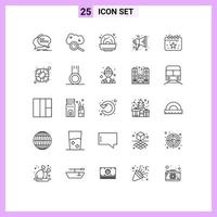 Set of 25 Modern UI Icons Symbols Signs for calendar speaker cloud search megaphone summer Editable Vector Design Elements