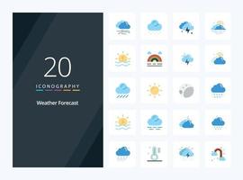 20 Weather Flat Color icon for presentation vector