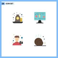 Group of 4 Flat Icons Signs and Symbols for loan camera bag design man Editable Vector Design Elements