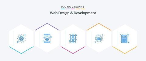 Web Design And Development 25 Blue icon pack including web. code. app. information. analytics vector