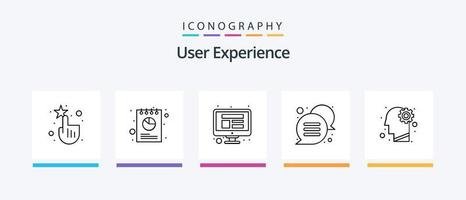 paquete de iconos de la línea 5 de la experiencia del usuario que incluye la experiencia. blindaje. Estadísticas. proteccion. Estructura alámbrica del sitio web. diseño de iconos creativos vector