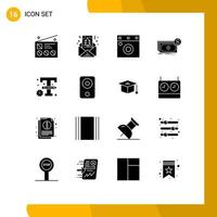 User Interface Pack of 16 Basic Solid Glyphs of design flow shapes dollars banknotes Editable Vector Design Elements