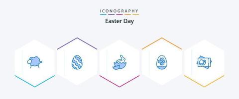 paquete de iconos azules de Pascua 25 que incluye huevo. Pascua de Resurrección. robo corazón. huevo vector
