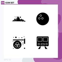 Group of Solid Glyphs Signs and Symbols for mountain design nature sport print Editable Vector Design Elements