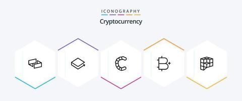 paquete de iconos de 25 líneas de criptomonedas que incluye bitcoin. moneda criptográfica. moneda criptográfica. moneda vector