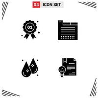 User Interface Pack of 4 Basic Solid Glyphs of award humidity canada theme water Editable Vector Design Elements