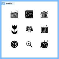 Set of 9 Modern UI Icons Symbols Signs for holy photo play macro camera Editable Vector Design Elements