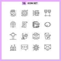 Group of 16 Outlines Signs and Symbols for pc devices file connection editable Editable Vector Design Elements