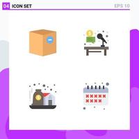 paquete de 4 iconos planos creativos de trabajo de caja menos elementos de diseño de vector editables de casa de subastas