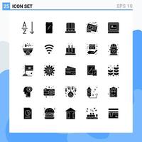 Stock Vector Icon Pack of 25 Line Signs and Symbols for screen tools hat map blueprint Editable Vector Design Elements