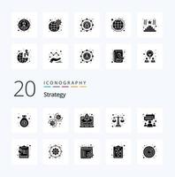 20 Strategy Solid Glyph icon Pack like analysis meeting start up group level vector