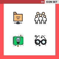 Set of 4 Modern UI Icons Symbols Signs for files discussion group people talk Editable Vector Design Elements