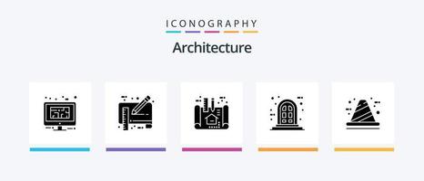 Architecture Glyph 5 Icon Pack Including architecture. panel. pencil. frame. plan. Creative Icons Design vector