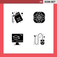 Pictogram Set of 4 Simple Solid Glyphs of can computer waste earth education Editable Vector Design Elements