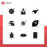 9 Universal Solid Glyphs Set for Web and Mobile Applications viral marketing heart air medical Editable Vector Design Elements