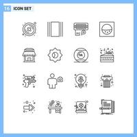 16 Thematic Vector Outlines and Editable Symbols of basic real adapter building machine Editable Vector Design Elements