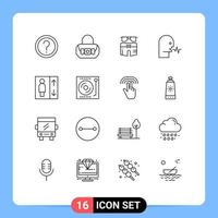 Set of 16 Modern UI Icons Symbols Signs for talk person swimsuite human trouser Editable Vector Design Elements