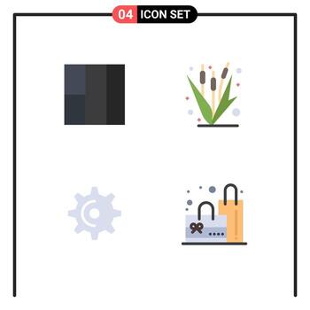 Group of 4 Modern Flat Icons Set for grid spin crop maize bag Editable Vector Design Elements